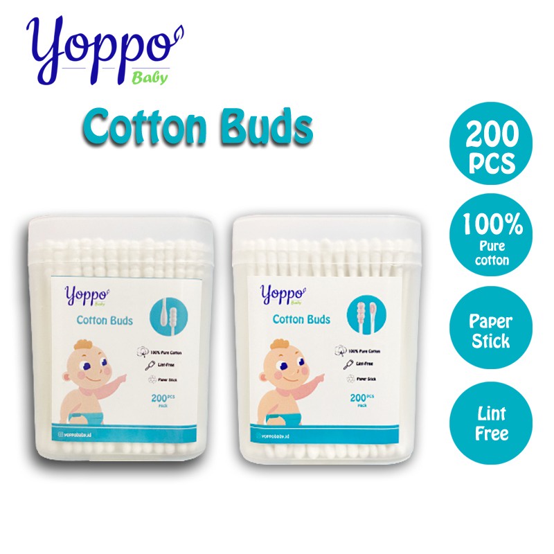 Jual Yoppo Baby Cotton Bud baby 200 Pcs / Cotton Bud Sendok / Cotton