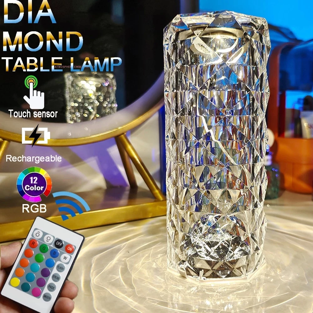 Lampu Meja Crystal LED 16 Warna Aesthetic Mewah