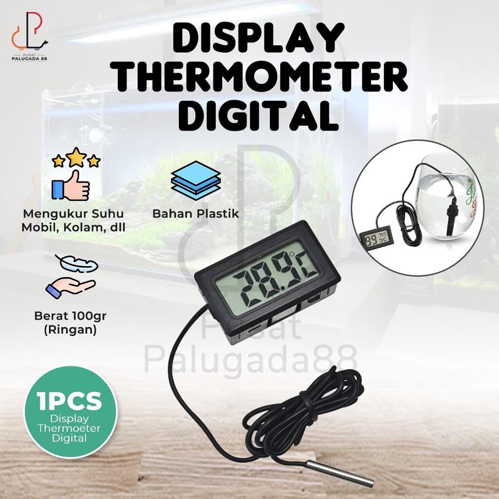 Jual Digital Thermometer LCD Display Mini Aquarium Fish Tank With Cable