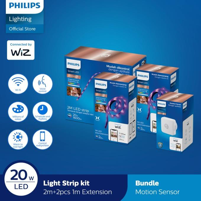 Jual Philips Smart Wifi LED Strip 2M & 2x LED Strip 1M - Free Motion ...