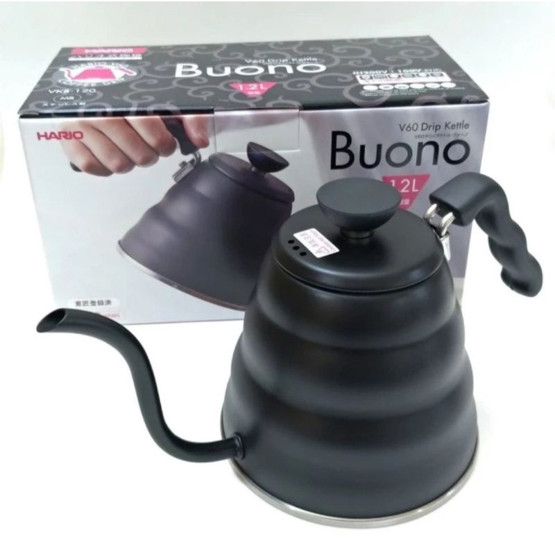 Jual Hario V60 Drip Kettle Buono Matte Black VKB--120-MB | Shopee Indonesia