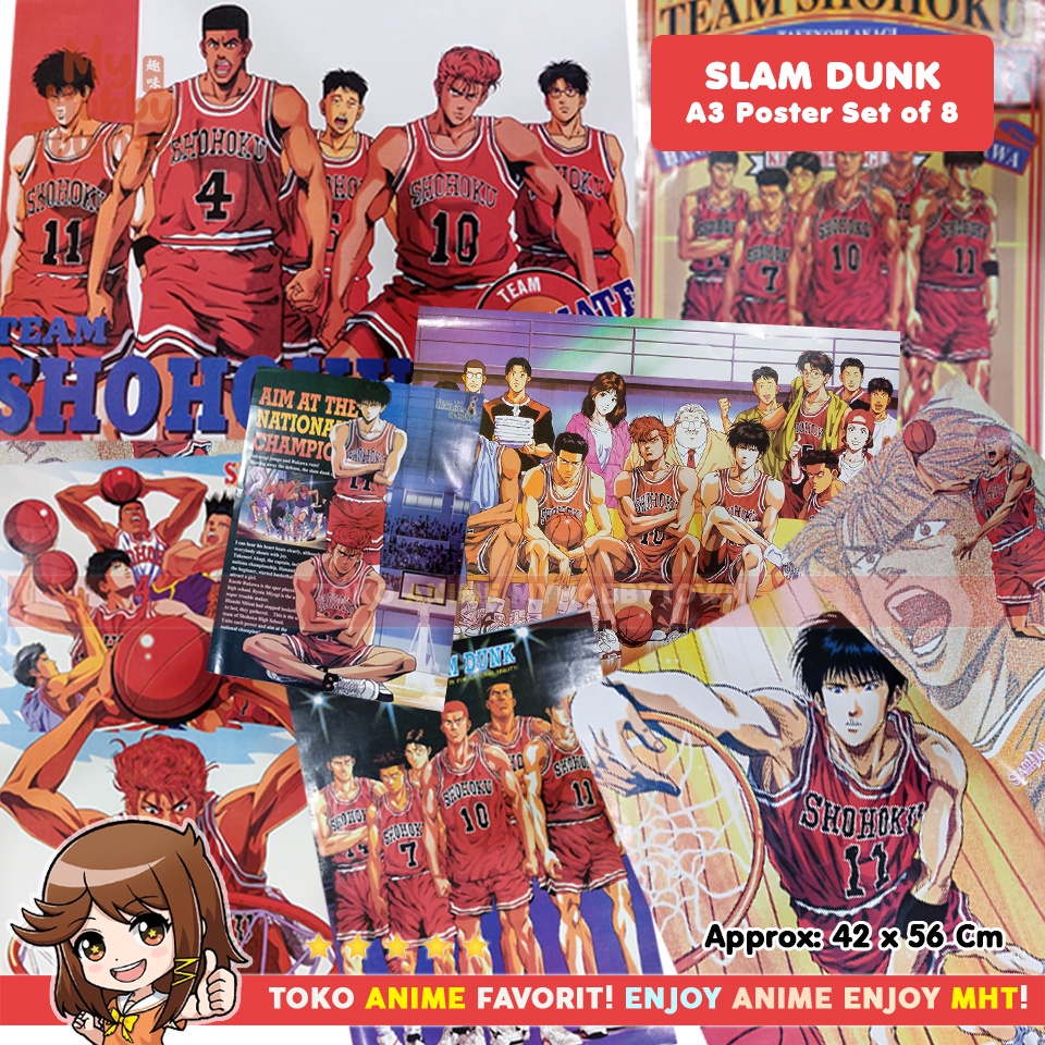 Jual Poster Anime Slam Dunk Set Of 8 Sakuragi Hanamichi Akira Sendoh Akagi Takenori Rukawa Kaede 6383