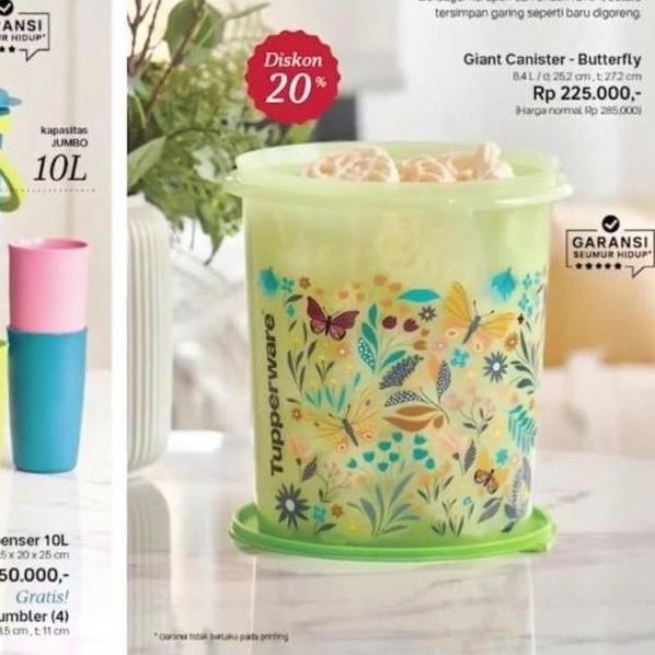 Jual Tupperware Giant Canister Butterfly 8.4L | Shopee Indonesia