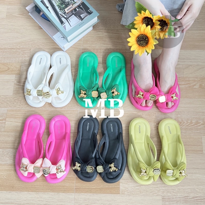 Jual Sandal Jelly Jepit Wanita Dewasa Import Pita Jibbitz Bear Empuk Fuschia Shopee Indonesia 3405