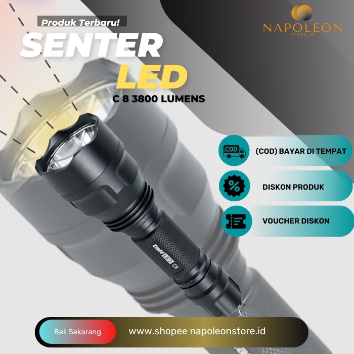 Jual Senter Led Mini Super Terang Jarak Jauh C Lumens Senter Taffled C Flashlight