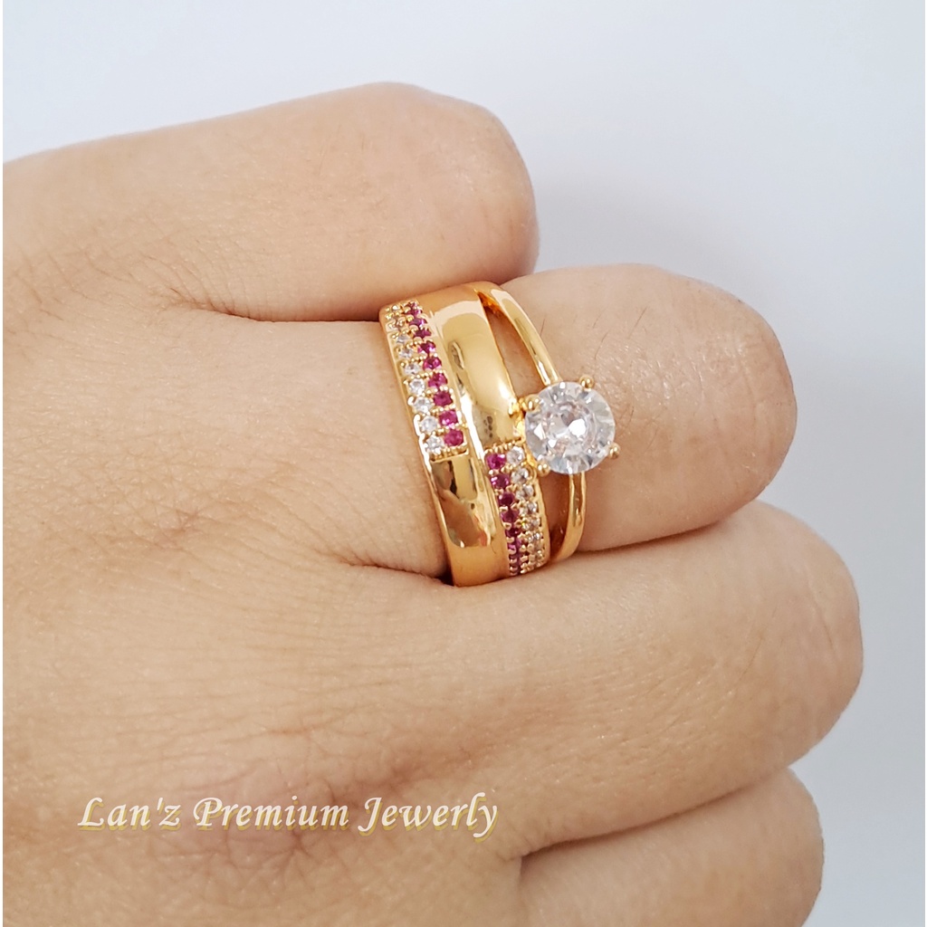 Jual Cincin Wanita Dewasa Gloriaa Crystal Titanium 22K ( Emas) | Shopee ...