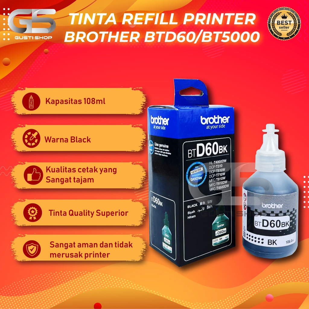 Jual Tinta Brother Btd60bk Bt5000 Refill Printer Dcp T310 Dcp T510w Dcp T710w Dcp T810w Shopee 