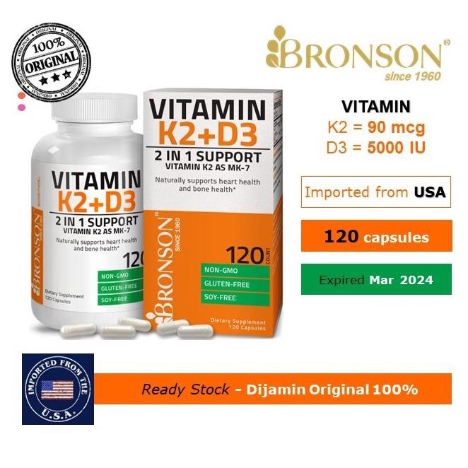 Jual Bronson Vitamin K2+D3 120 Capsules (original imported from USA