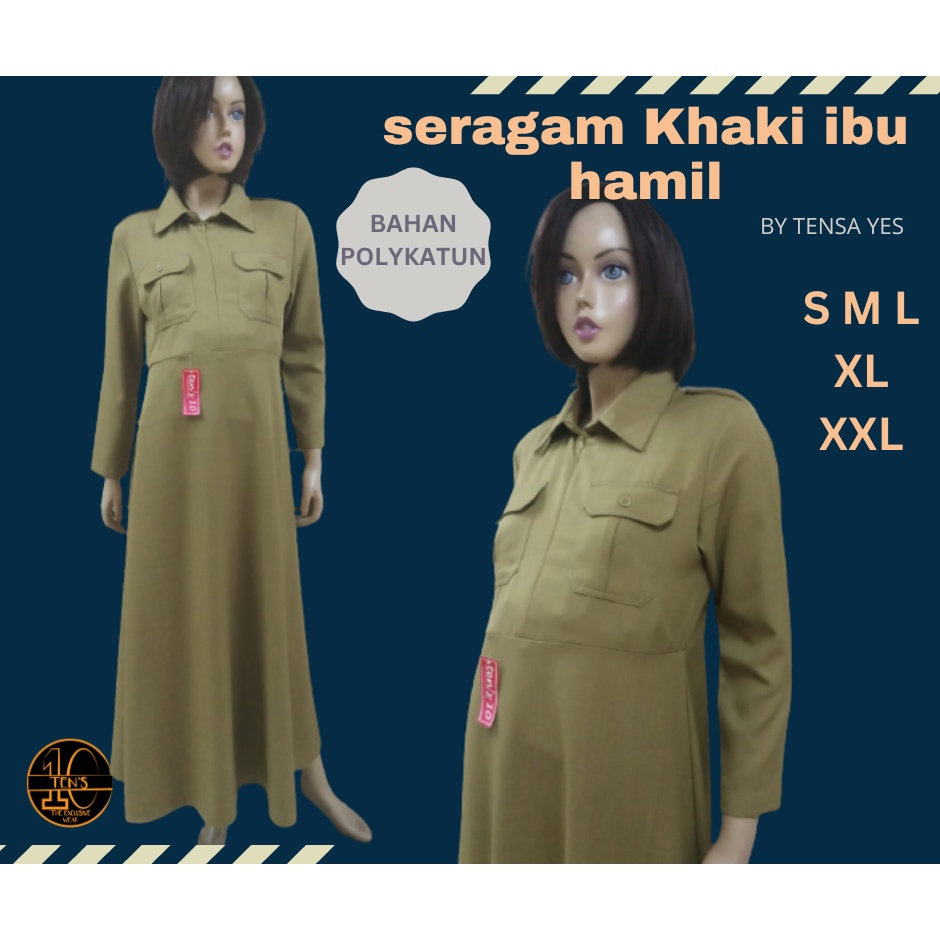 Jual Seragam Pemda Khaki Untuk Ibu Hamil Tanpa Furing Bhn Polykatun By