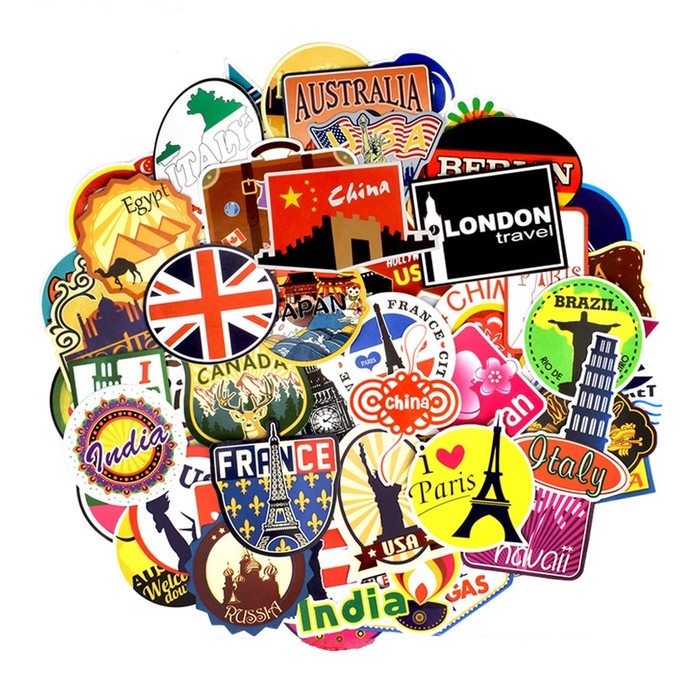 Jual Kopp Stiker Koper Rimowa Desain Negara Dunia Travel 100 Pcs ...