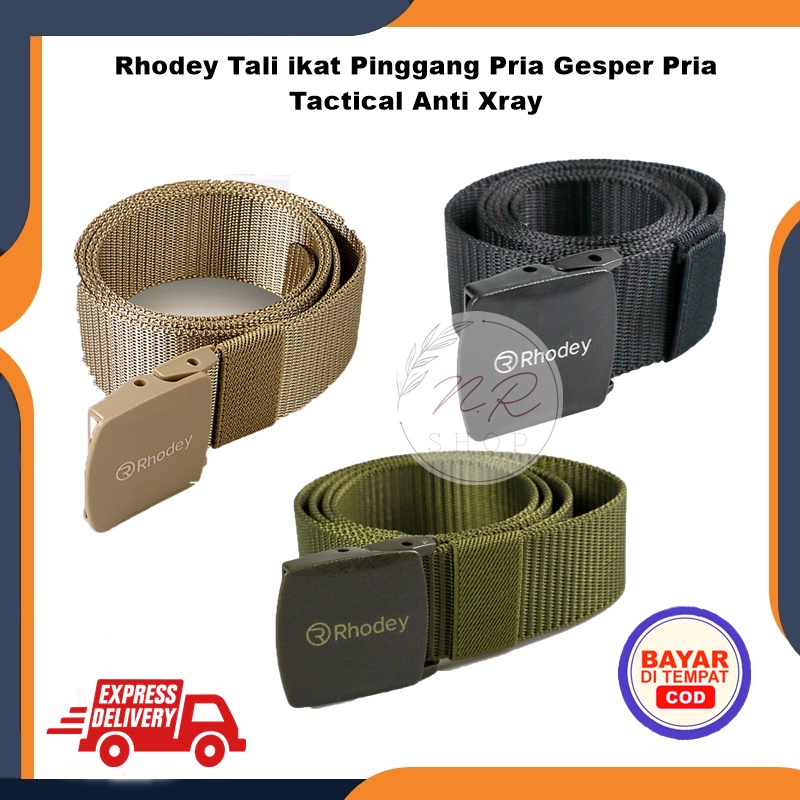 Rhodey Tali Ikat Pinggang Pria Anti Xray Plastik Automatic Buckle