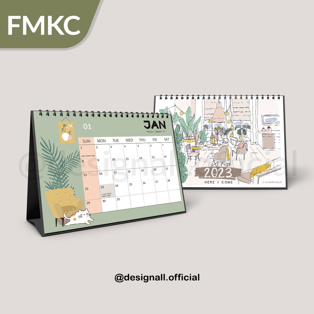 Jual Designall Kalender Meja / Kalender Duduk Aesthetic Tahun 2023 ...