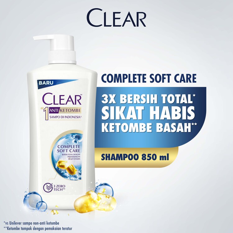 Jual Clear Shampoo Anti Dandruff Complete Soft Care Perawatan Rambut Anti Ketombe Dan Anti Kuman 8934