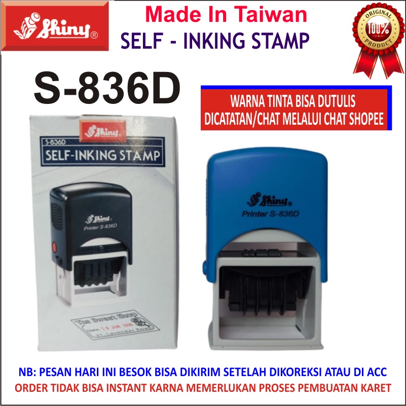 Jual STEMPEL SHINY S-837D | S-836D TANGGAL OTOMATIS CUSTOM WARNA CAP ...