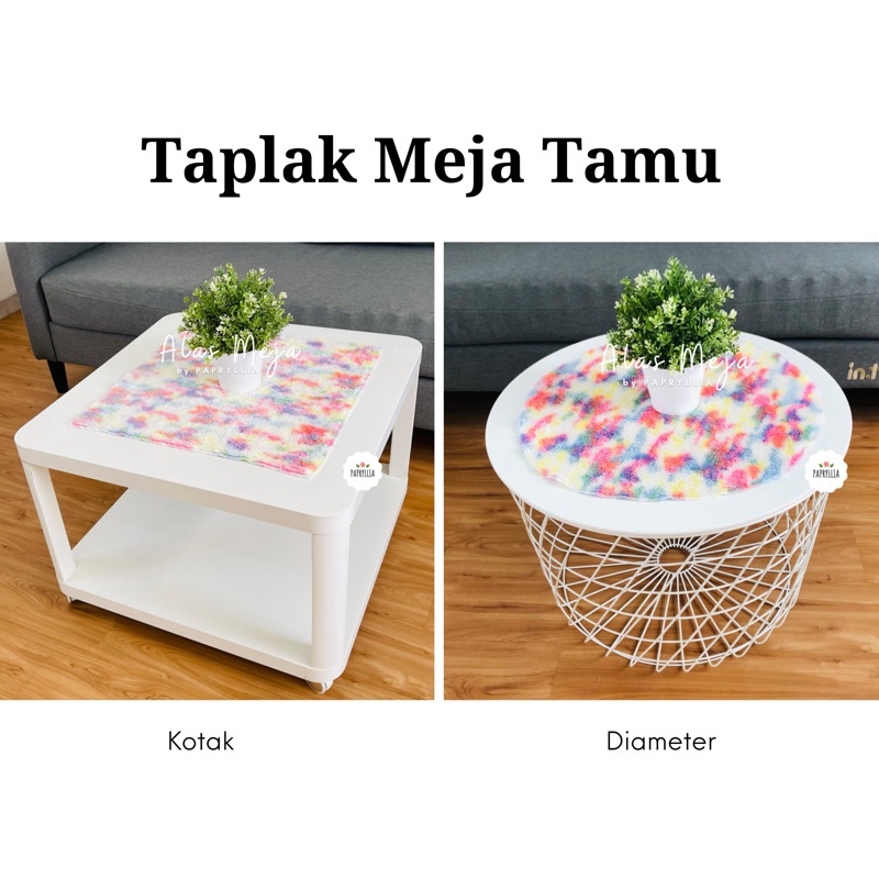 Jual Krucils Store Taplak Meja Bulu Aesthetic Kotak Persegi Atau