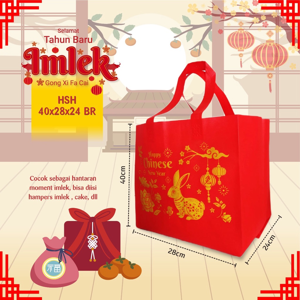 Jual Tas Parcel Goodie Bag Imlek Tas Kotak Nasi 24x24 Tas Spunbond Tas