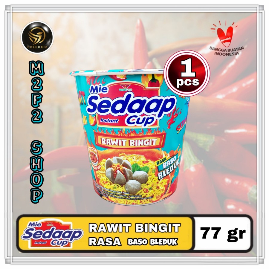 Jual Mie Sedaap Cup Instan Rawit Bingit Rasa Baso Bleduk 77 Gr