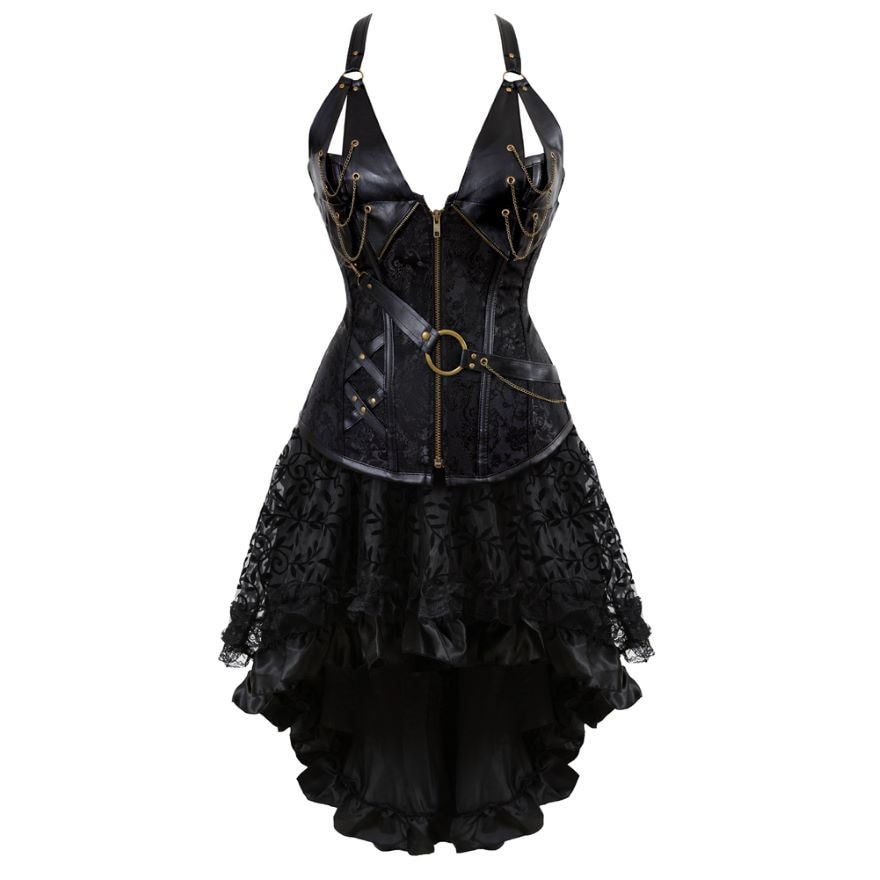 Jual Preorder Women Gothic Steampunk Corset Dress Pirate Costume Pu