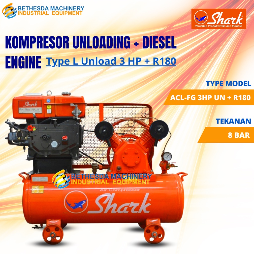 Jual Air Compressor Shark Unload 3HP + R180 - Kompresor Angin 3 HP/PK 8 ...
