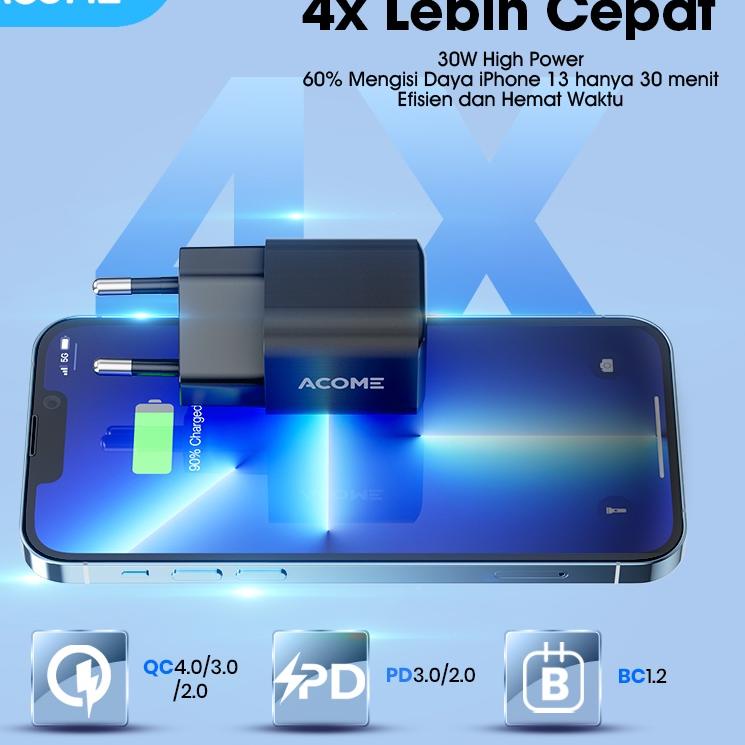 Jual Rekomendasi ACOME Charger GaN 30W Fast Charging PD/QC 3.0 Support