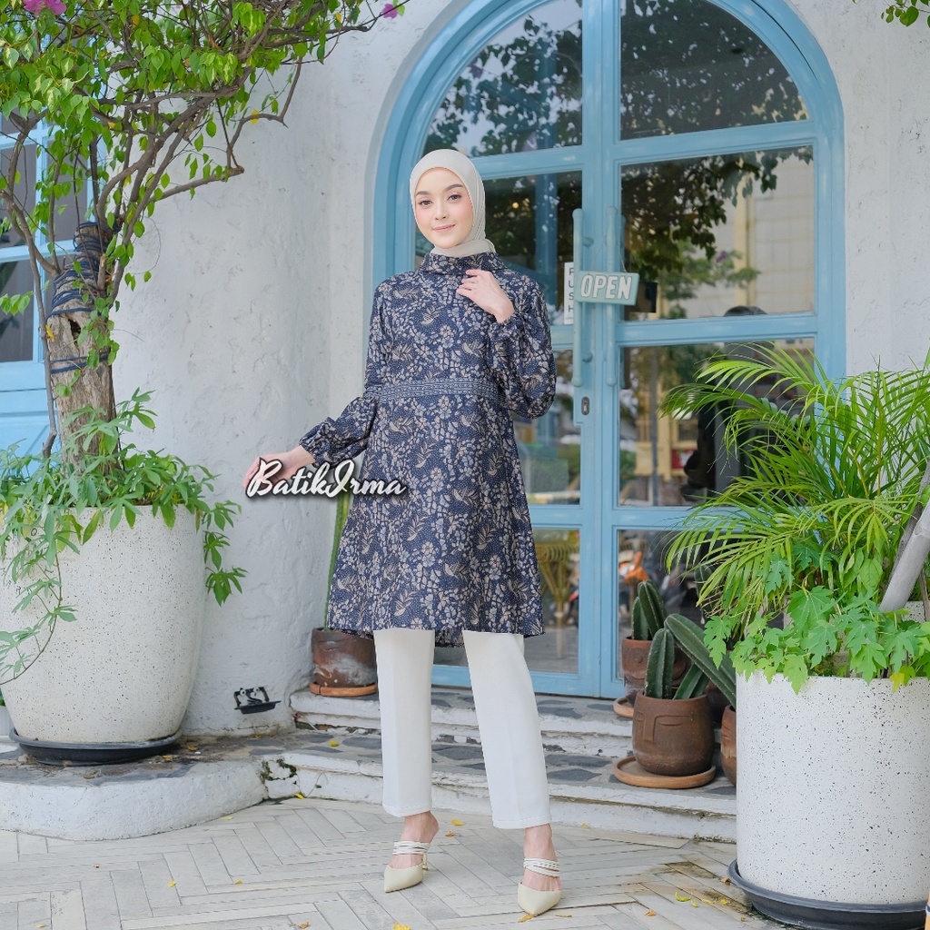 Jual Tunik Batik Wanita Lengan Balon Tunik Batik Terbaru Motif Jaiz Batik Irma Shopee Indonesia