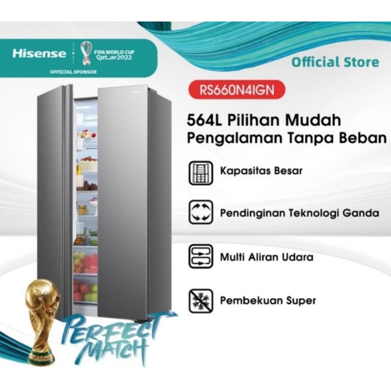 Jual Hisense Kulkas Pintu Side By Side L Rs N Ign Silver Shopee Indonesia