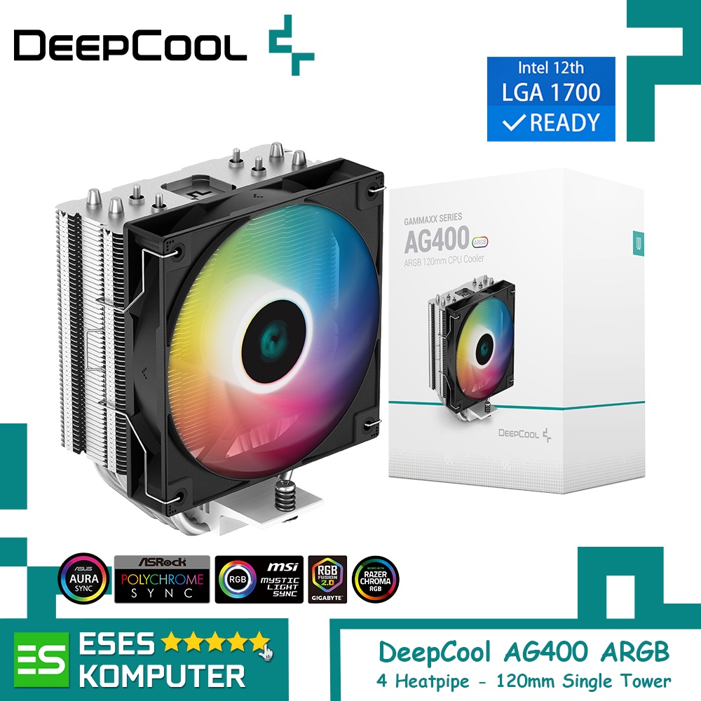 Jual HSF DeepCool AG400 ARGB | Single Tower 120mm Air CPU Cooler ...