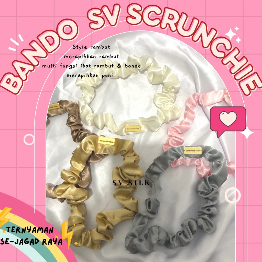 Jual Scrunchies Bando Royal Princess Bando Kerut Bando Korea Silk Satin Scrunchie Bando 