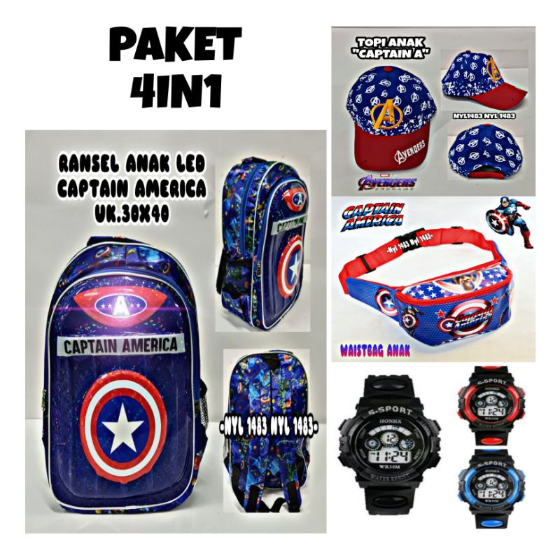 Jual RANSEL ANAK LED KARAKTER SUPERHERO TAS ANAK LAKI LAKI FREE TOPI ...