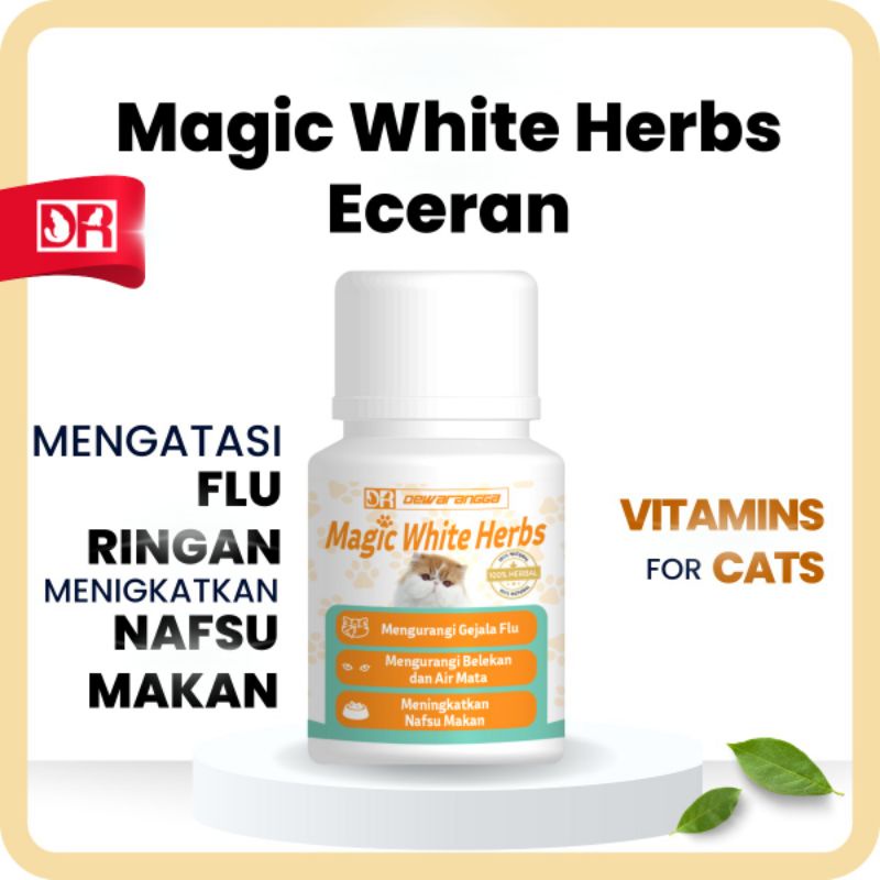 Jual Vitamin Kucing Magic White Herbs Dewarangga ECERAN Sembuhkan Flu, Mata Belekan, Bersin