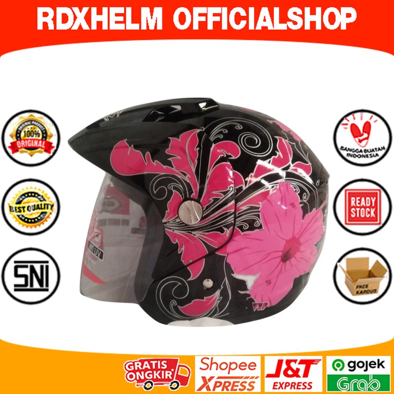 Jual Helm Half Face GP Delta motif Blossom Black Pink | Shopee Indonesia