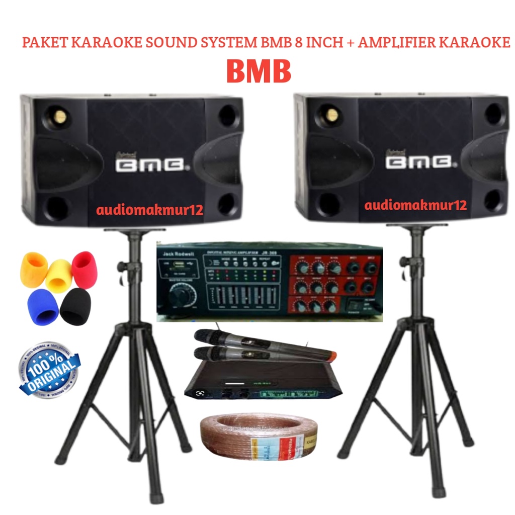 Jual Paket Karaoke Bmb Original Sound System Bluetooth Speaker 8 Inch