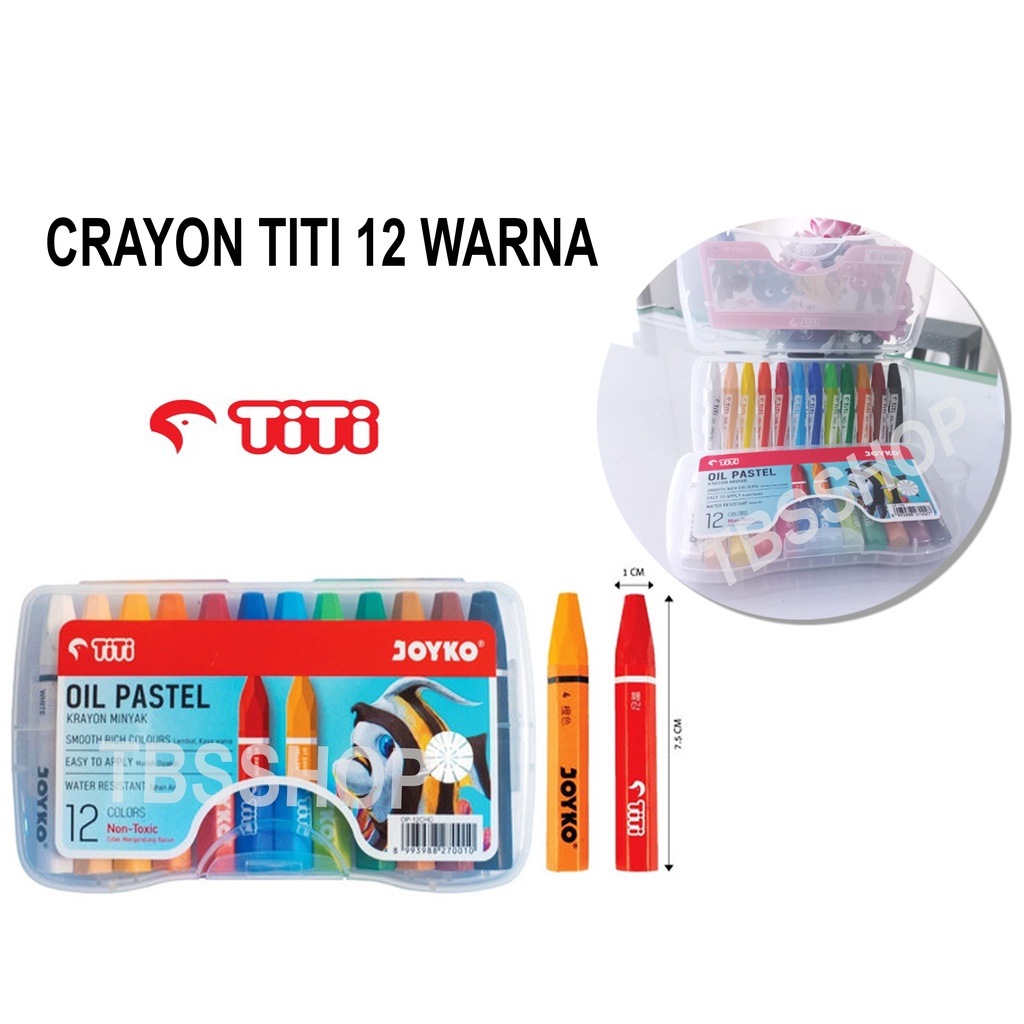 Jual Crayon Titi Joyko Krayon Titi Joyko Oil Pastel 12 Warna Shopee