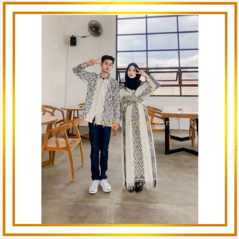 Jual Baju tenun pasangan raisa ivory/dress tenun raisa ivory warna ...