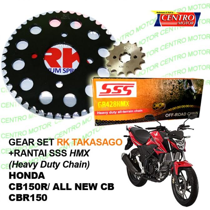 Jual TERMURAH GEAR SET CB150R RK TAKASAGO+RANTAI EMAS SSS HMX.COCOK