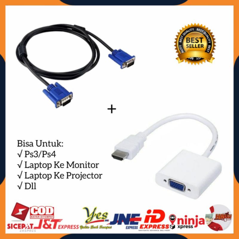 Jual Cod Adapter Converter Konektor Hdmii To Vga Kabel Vga Digital Male To Male Meter