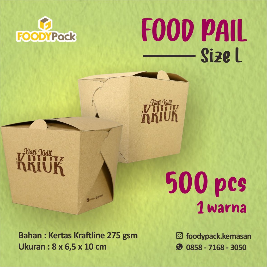 Jual [ PO ±14HARI ] SIZE L - Food Pail Kraft I Food Pail Craft I Paper ...