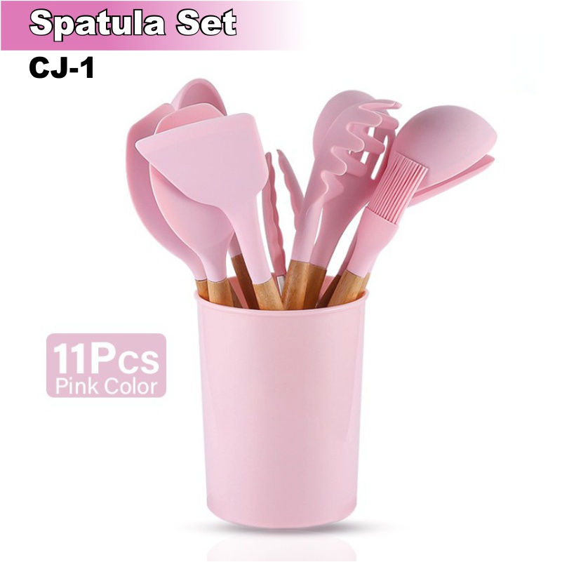 Jual Spatula Silicone Set Psc Wadah Cj Utensil Set Pink Hitam Merah Ungu Hijau Shopee