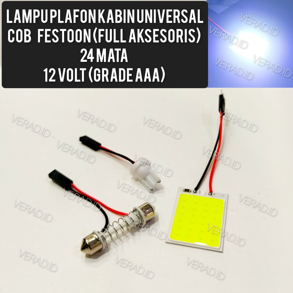 LAMPU PLAFON KABIN UNIVERSAL COB 24 MATA FESTOON FULL AKSESORIS 12VOLT
