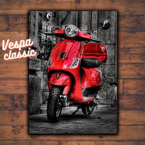 Jual Poster Motor Vespa - Hiasan dinding motor klasik - Poster Retro ...
