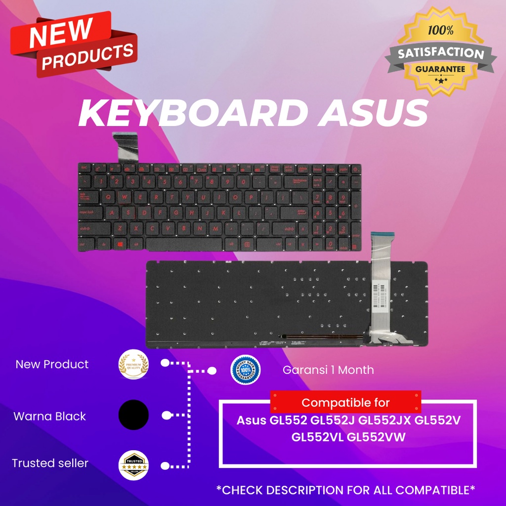 Jual Keyboard Laptop Asus Rog strix GL552 GL552JX GL552VW GL552VX WITH ...