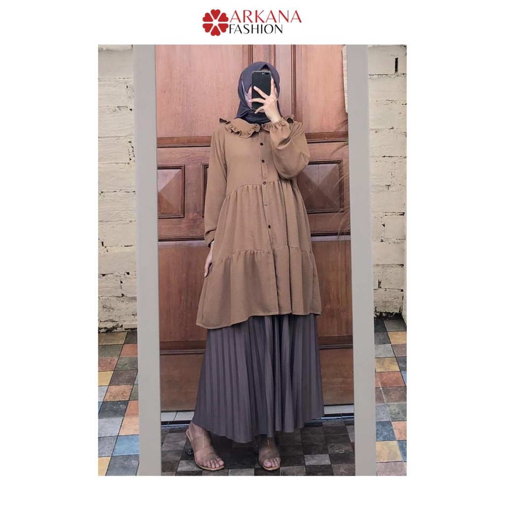 Jual Long Tunik Basic Bahan Crinkle Air Flow All Size Busui Friendly