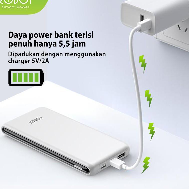 Jual PALING BAGUS ROBOT RT180 PowerBank 10000mAh Dual Input Port Type C ...