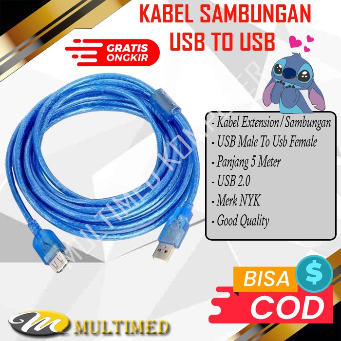 Jual Kabel Extension USB Male To USB Female Panjang 5 Meter Good ...