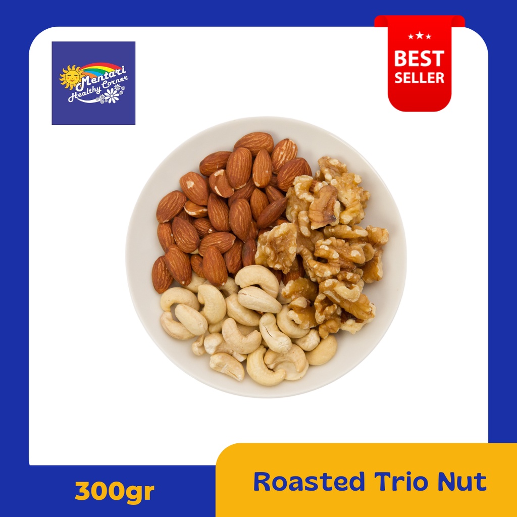 Jual Trio Nut Roasted Mix Nut 3 Varian Walnut, Cashew, Almond 300gr