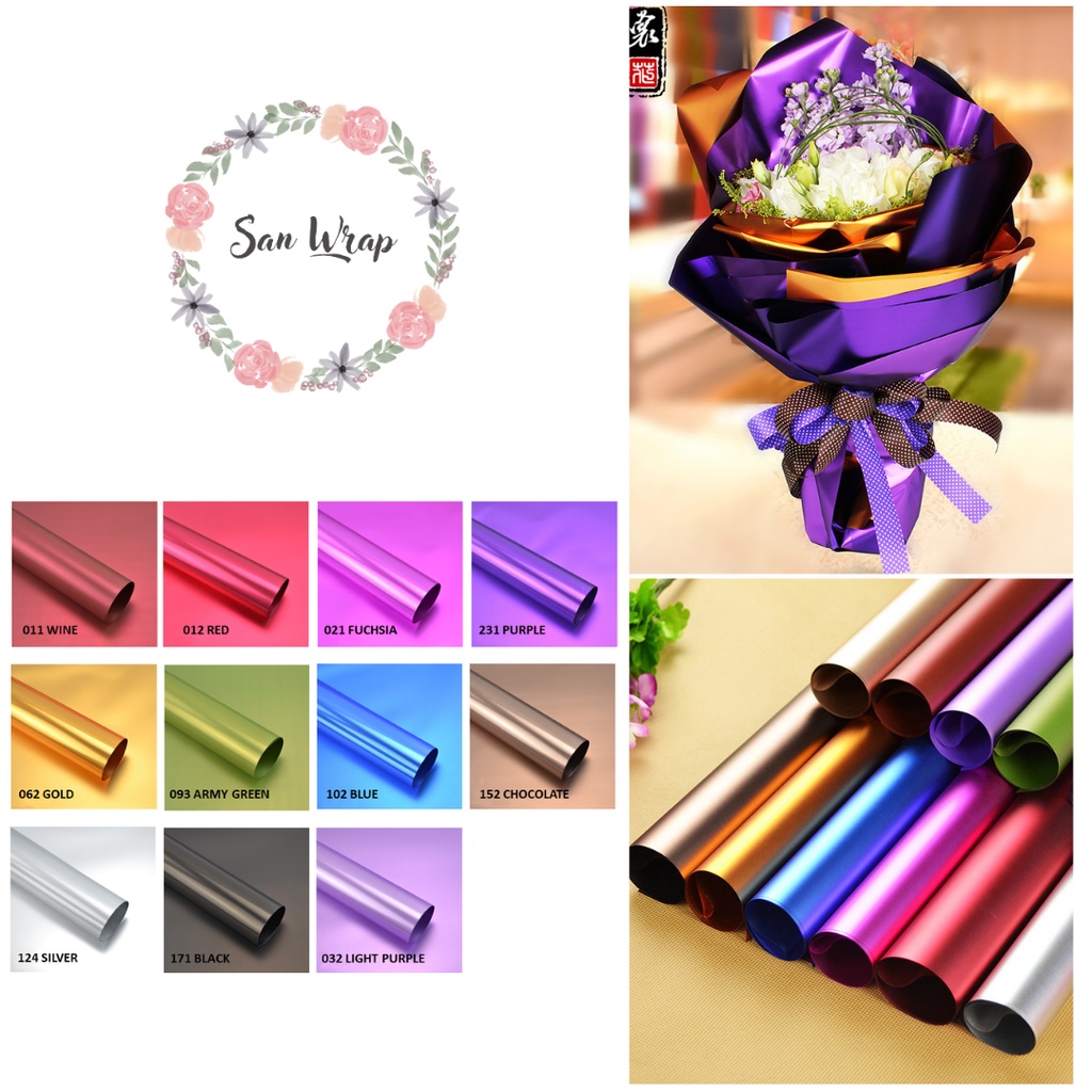 Jual (5 Lembar) Flower Wrapping Paper Varian Metallic Glossy Premium ...