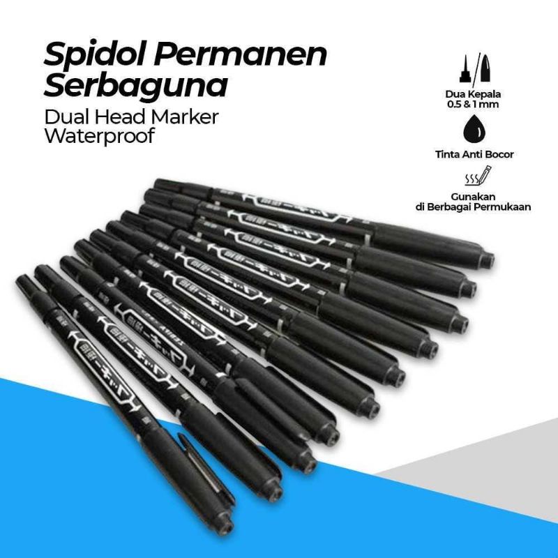 Jual Spidol Permanent Dual Tip Waterproof Spidol PCB OHP | Shopee Indonesia