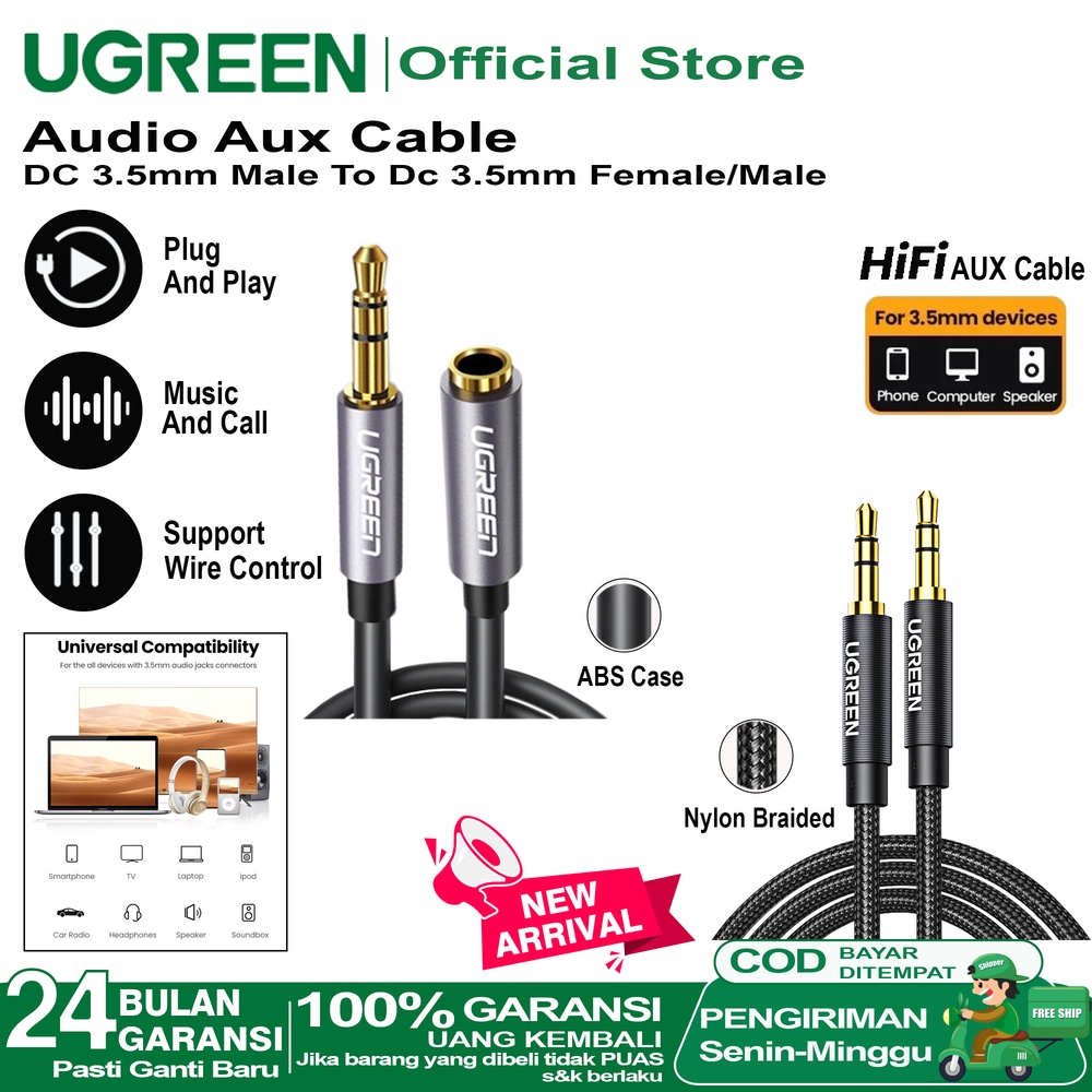 Jual Ugreen Kabel Aux Audio Mm Male To Male Extension Mm Male To