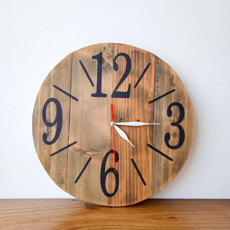 Jual Jam dinding industrial number/jam dinding kayu/jam dinding kayu