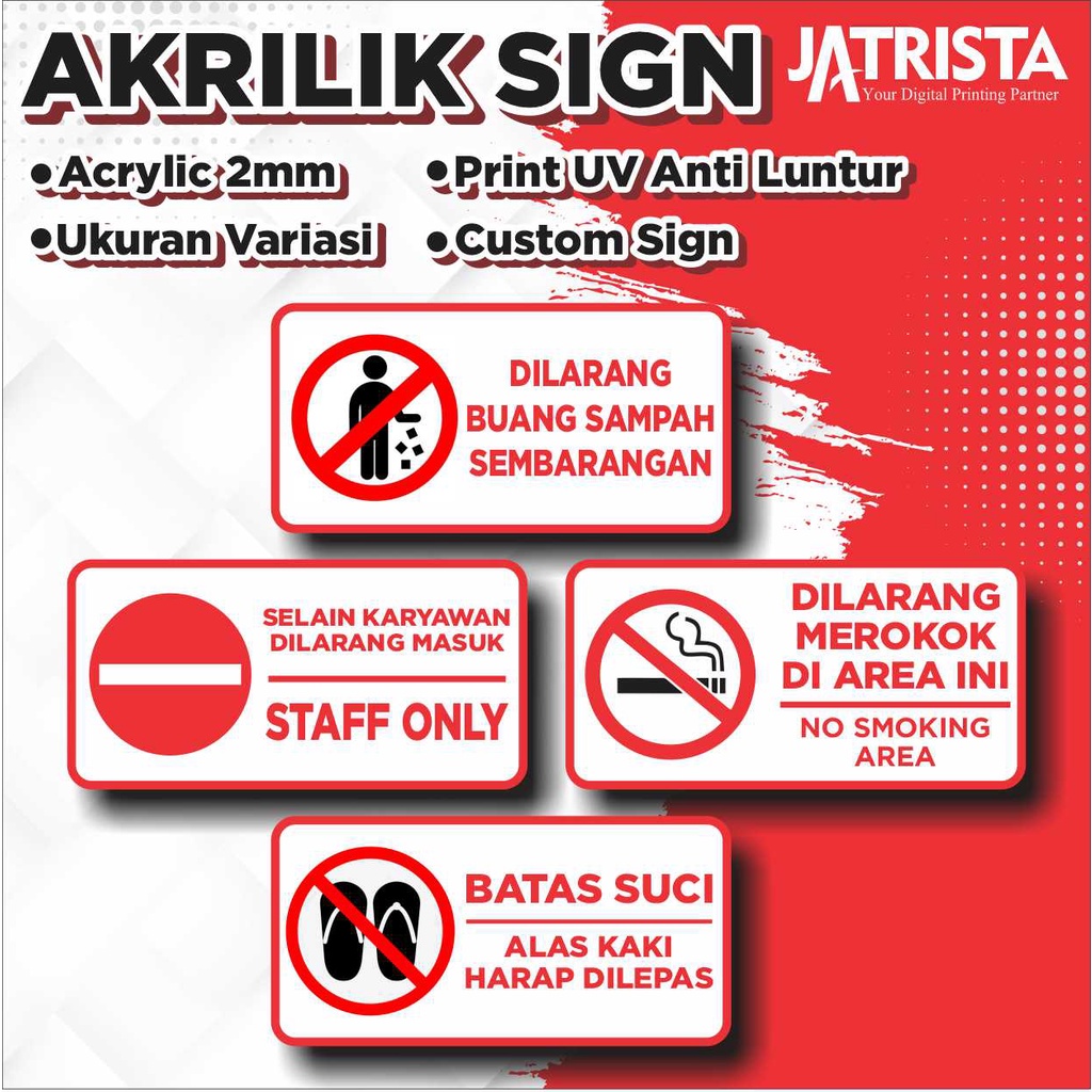 Jual Akrilik Sign Papan Nama Akrilik Dilarang Merokok Custom Shopee Indonesia